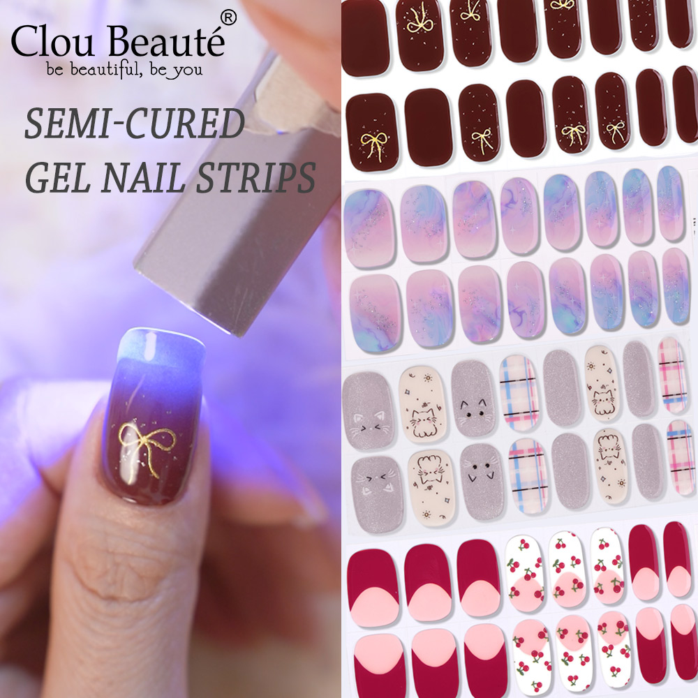 Semi-Cured Gel Nail Strips 16  - Full Cover Adhesive ulasan dan harga