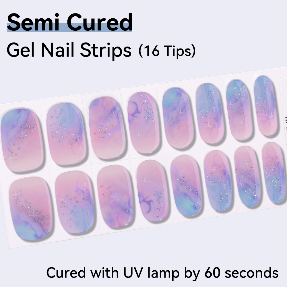 Semi-Cured Gel Nail Strips 16  - Full Cover Adhesive ulasan dan harga