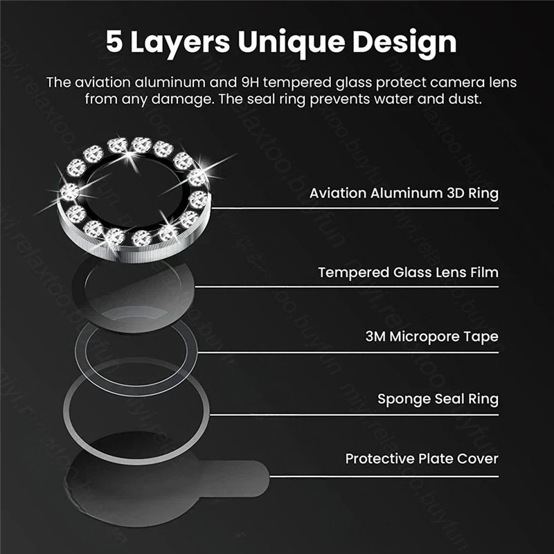 3D Rhinestone Sparkling 9H Len - Tempered Glass Screen 9H ulasan dan harga